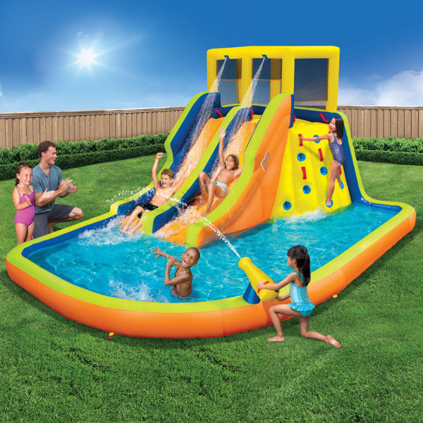 Banzai 15 X 11 Bounce House With Water Slide And Air Blower Wayfair 8255